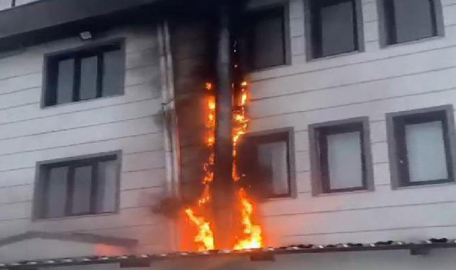 Kız öğrenci yurdunda panik anları! Cayır cayır yandı