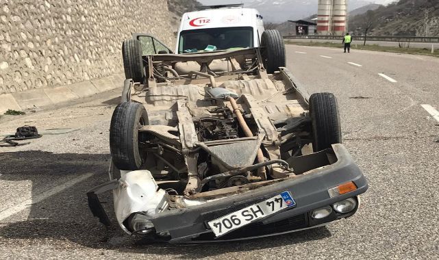 Feci kaza: Otomobil takla attı