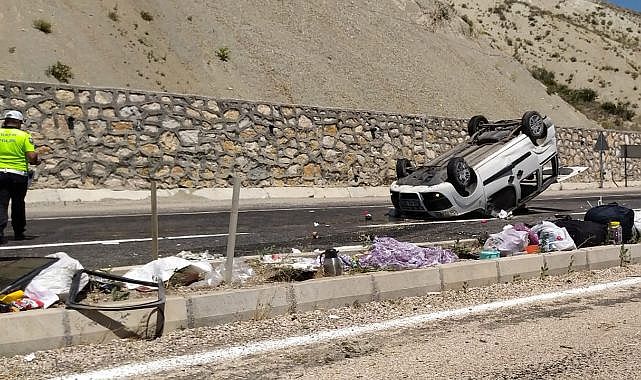 Kayseri – Malatya karayolunda hafif ticari takla attı!