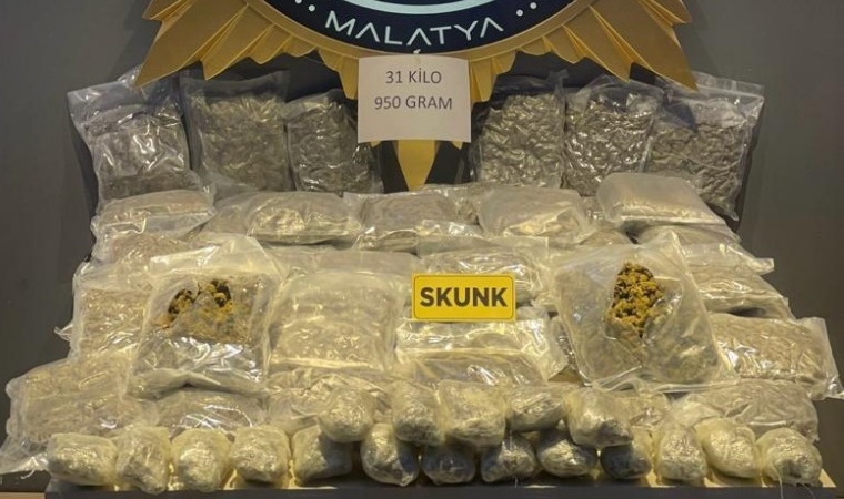 Malatya’da 31 kilo 950 gram skunk maddesi ele geçirildi!