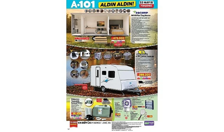 22 Mayıs’ta A101’de Elektrikli Araç, Karavan ve Ev Ürünleri Satışa Sunuluyor