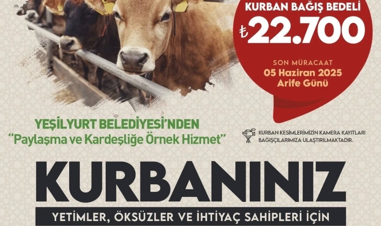 Yeşilyurt Belediyesi’nden Kurban Bağış Kampanyası: 5 Haziran Son Gün