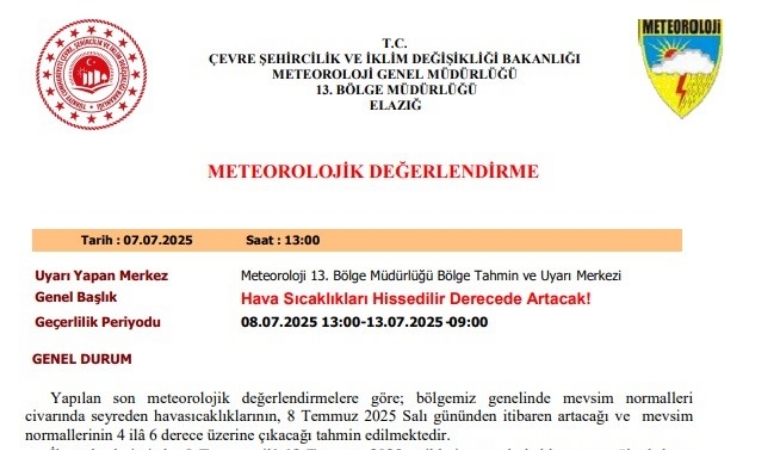 Mevsim Normalleri Aşılıyor: Malatya'da Sıcaklık Alarmı Verildi