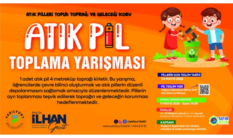 Yeşilyurt’ta Atık Pil Toplama Yarışması Başladı: Okullar Ödüller İçin Yarışıyor
