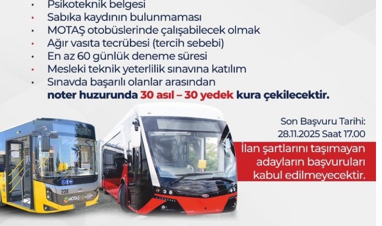 Ağır Vasıta Tecrübesi Olanlar Dikkat: MOTAŞ'ın Yeni Şoförleri Nasıl Belirlenecek? İşte Tüm Şartlar