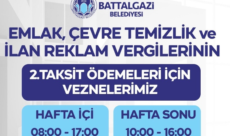 Battalgazi Belediyesi Vezneleri Hafta Sonu Açık: Son Ödeme 1 Aralık Pazartesi