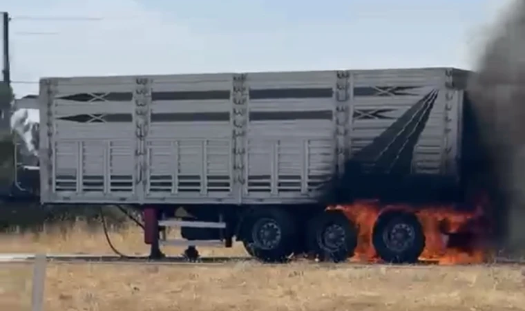 Alev Alev Yanan Tır Dorsesi Karayolunda Korku Dolu Anlar Yaşattı