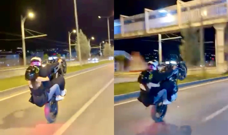 Malatya Çevreyolunda Motosikletli Sürücü Tek Teker Üzerinde İlerleyerek Dehşet Saçtı