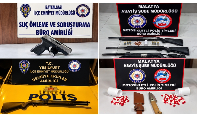 Malatya'da Polisin Geniş Çaplı Asayiş Denetimlerinde Çok Sayıda Aranan Şahıs Yakalandı