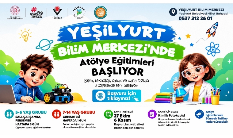 Yeşilyurt Bilim Merkezi’nde Atölye Eğitimleri İçin Kayıtlar Başladı