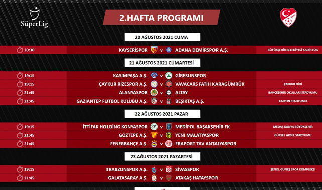 Süper Lig'de ilk 3 haftanın programı açıklandı