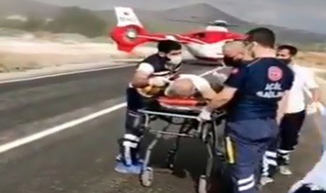 Helikopter ağır yaralı için karayoluna indirildi!