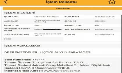 Depremzede, içtiği suyun parasını, Kılıçdaroğlu'na gönderdi!..