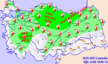 Malatya’da 10 Mayıs için Meteoroloji uyardı! Öğle saatlerinde yerel olarak bekleniyor…