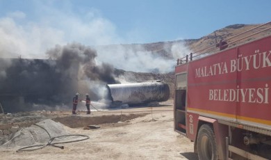 Asfalt malzemeleri üretiminin yapıldığı şantiyede korkutan yangın!