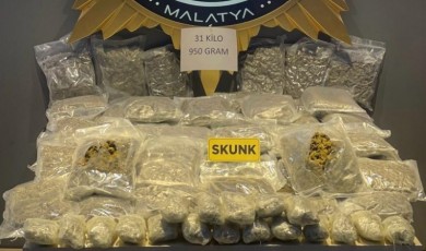 Malatya’da 31 kilo 950 gram skunk maddesi ele geçirildi!