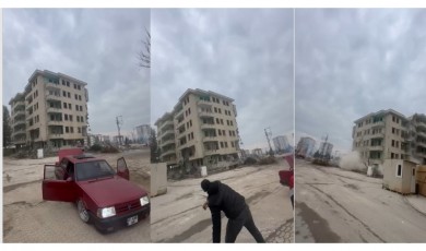 Malatya’da Eğlenceli Yıkım! Taş, Müzik ve Korna Sesleri Eşliğinde Bina Çöktü