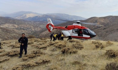 Doğanşehir’de Uçuruma Düşen Yaşar Sarıbaş, Helikopterle Hastaneye Sevk Edildi