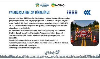 Toplu Taşımada Zorunlu Güzergah Güncellemesi: MOTAŞ Araçları İçin Yeni Kalkış Noktası Belirlendi