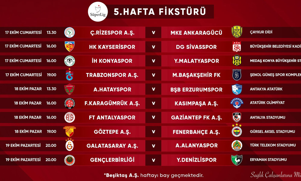 Süper Lig'de haftaların programları açıklandı