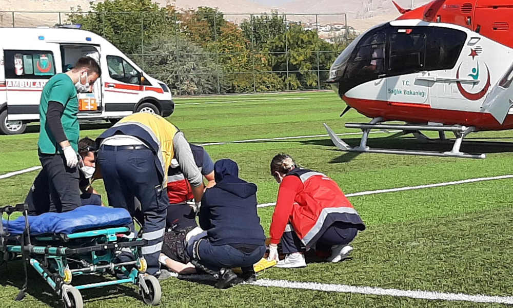 Kadının imdadına hava ambulansı yetişti!