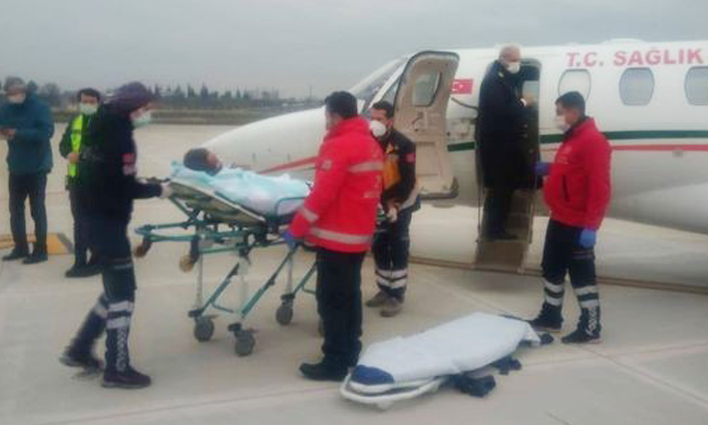 Ambulans uçağı ile Malatya'ya getirildi