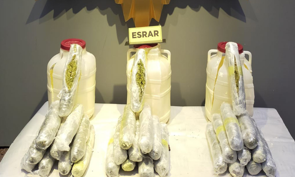 Peynir bidonunda esrar!