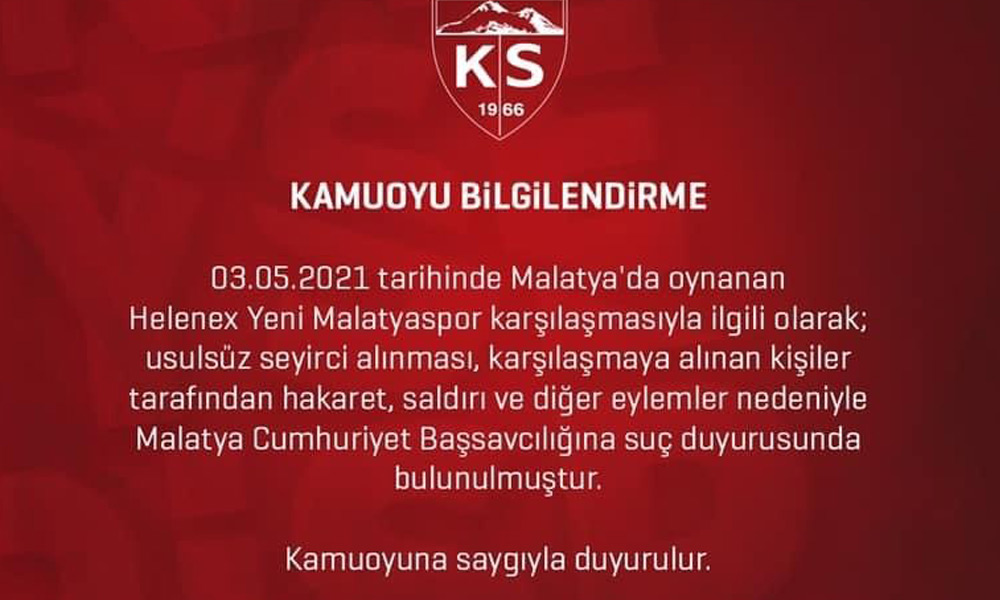Kayserispor'dan suç duyurusu!